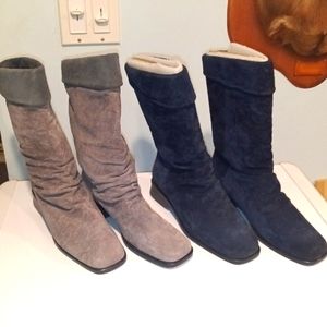 NEW 2 Pair of MARKON Suede Boots size 7 Navy Blue and Gray